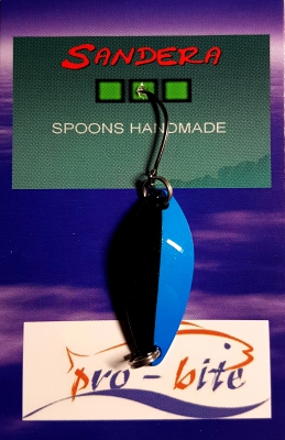 Spoon / Forellenblinker Premium Sandera05 In 3,5 Gr. Mit VMC- Einzelhaken In Blau-schwarz