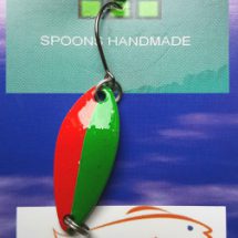 Spoon / Forellenblinker Premium Sandera12 in 3,5 gr. mit VMC- Einzelhaken in rot-grün mit Glitter