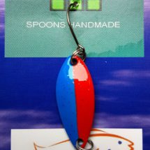 Spoon / Forellenblinker Premium Sandera14 in 3,5 gr. mit VMC- Einzelhaken in blau-rot mit Glitter