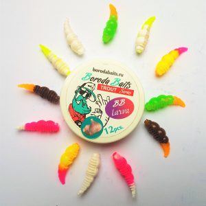 Boroda Baits Softbait Larva Mixed Colours mit Knoblauch-Aroma / 12 Larva