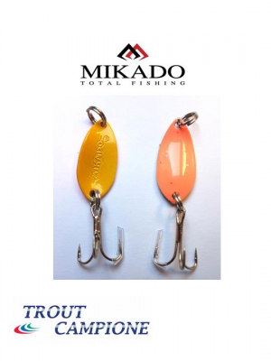 Mikado Trout Campione Mini-Spoon / Forellenblinker In 1,4 Gr. – Farbe: Orange Glitter / Gelb