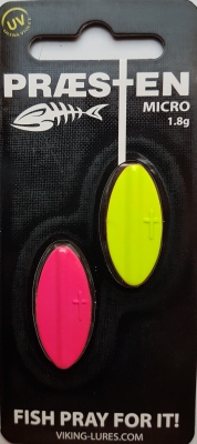 Praesten Micro Durchlaufblinker in 1,8 gr. - Farbe: charteuse / pink