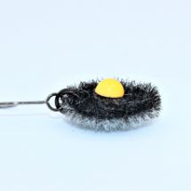 Exa Afro Black Curly -Sonderedition- von God Hands / original japanischer Spoon/Forellenblinker in 0,7 gr. / Farbe: schwarz/weiß mit orangenem Salmon-Egg