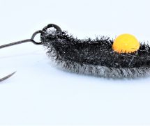 Jriya Afro Black Curly -Sonderedition- von God Hands / Japan-Spoon/Forellenblinker in 1,4 gr. - Farbe: schwarz/weiß mit orangenem Salmon-Egg