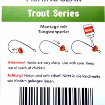 Tungsten und Haken der Firma FishUp mit Öhr und Widerhaken in der Größe 6