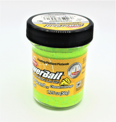 Berkley Powerbait Natural Scent Mit Glitter Und Käse- Aroma / Farbe: Chartreuse 50gr.- Glas