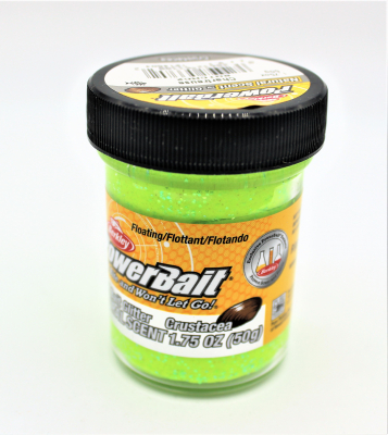 Berkley Powerbait Natural Scent Mit Glitter Und Crustacea- Aroma / Farbe: Chartreuse 50gr.- Glas