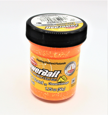 Berkley Powerbait Natural Scent Mit Glitter Und Käse- Aroma / Farbe: Fluorescent Orange 50gr.- Glas