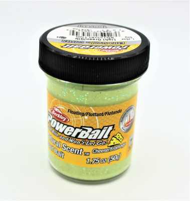 Berkley Powerbait Natural Scent Mit Glitter Und Käse- Aroma / Farbe: Light Green 50gr.- Glas