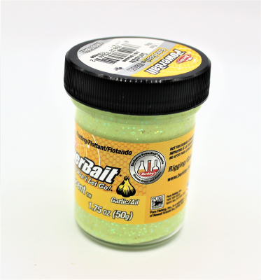 Berkley Powerbait Natural Scent Mit Glitter Und Knoblauch- Aroma / Farbe: Light Green 50gr.- Glas