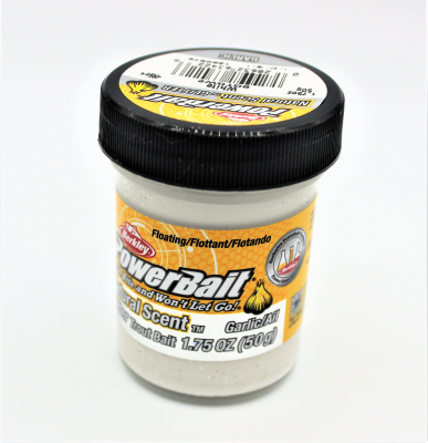 Berkley Powerbait Natural Scent Mit Glitter Und Knoblauch- Aroma / Farbe: White 50gr.- Glas