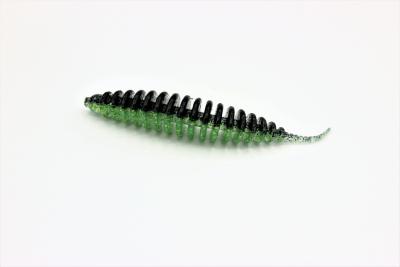 ProBaits Custom Lures Troutworm Mega Soft / Käse- Flavour In 6,5cm Länge / Farbe: Black Green