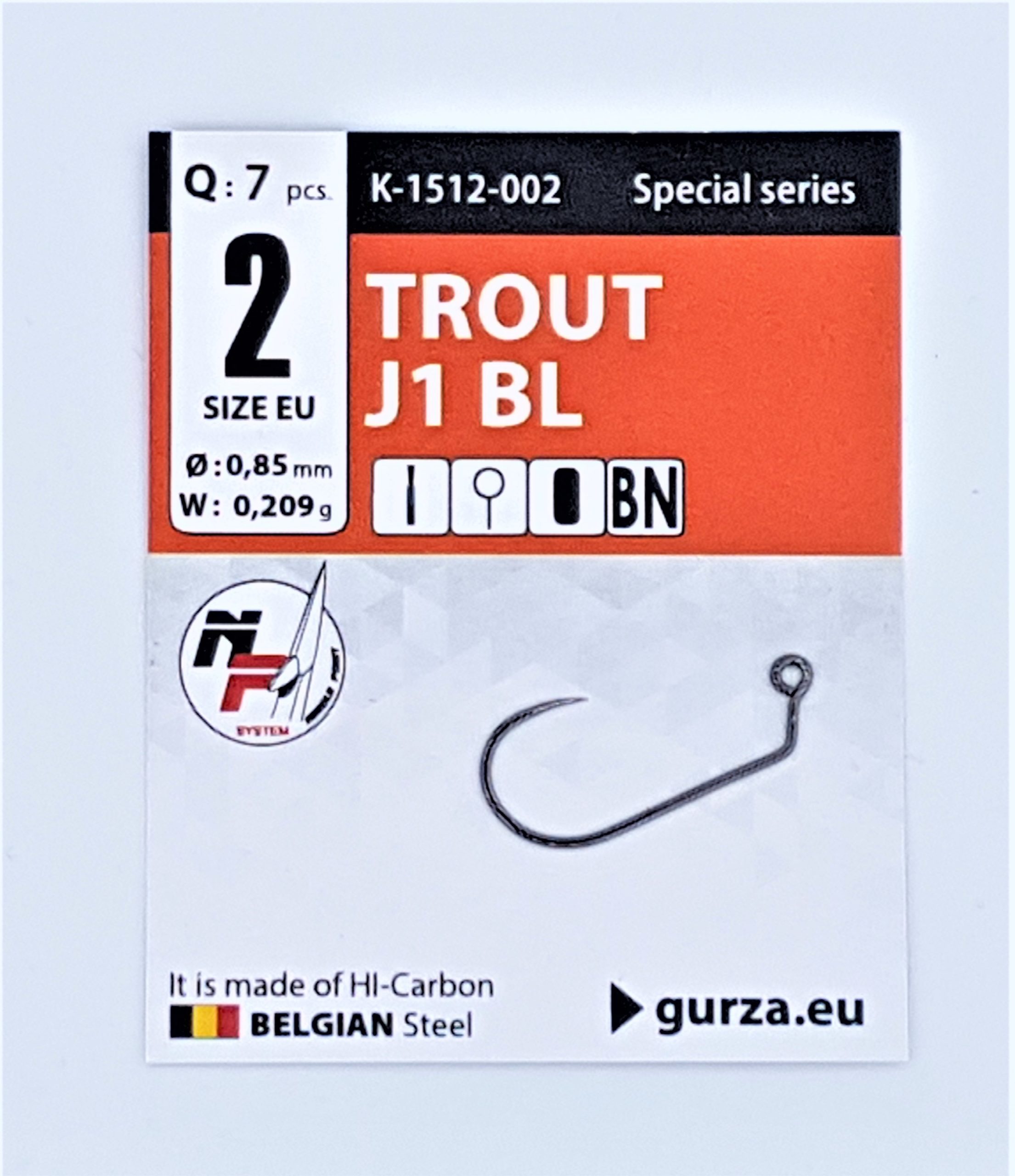 Gurza Jig- Haken Trout J1 BL – Special Series In Größe 2 – Ohne Widerhaken