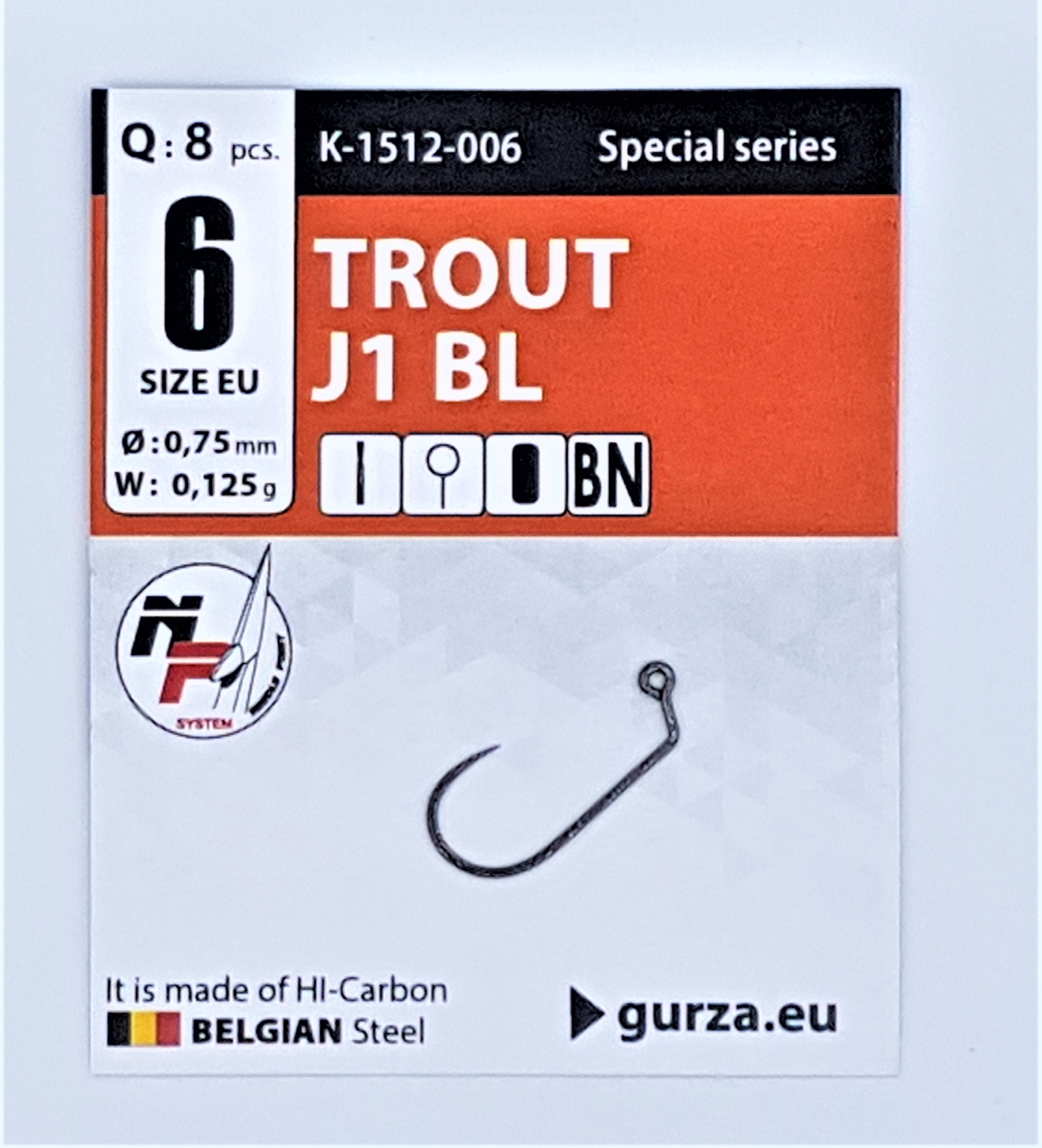 Gurza Jig- Haken Trout J1 BL – Special Series In Größe 6 – Ohne Widerhaken