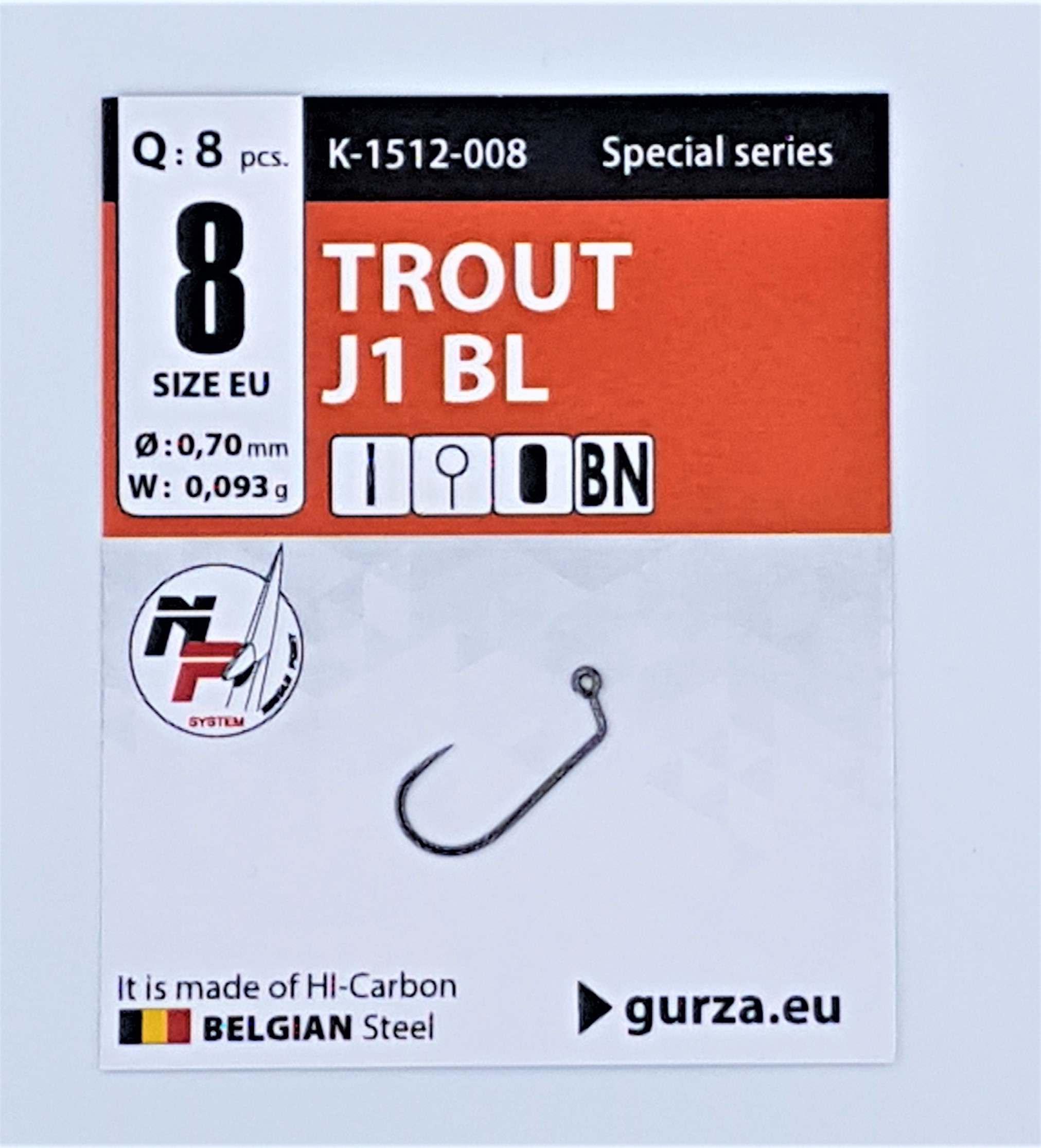 Gurza Jig- Haken Trout J1 BL – Special Series In Größe 8 – Ohne Widerhaken