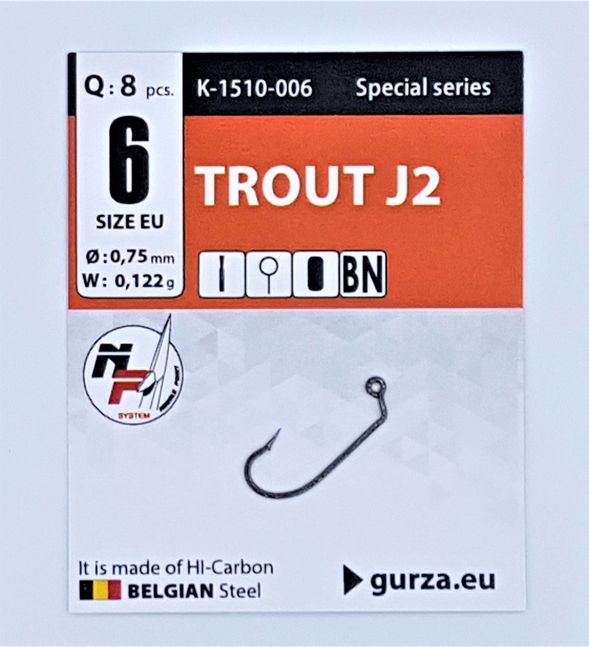 Gurza Jig- Haken Trout J2 BL – Special Series In Größe 6 – Mit Widerhaken Und Dublin- Spitze