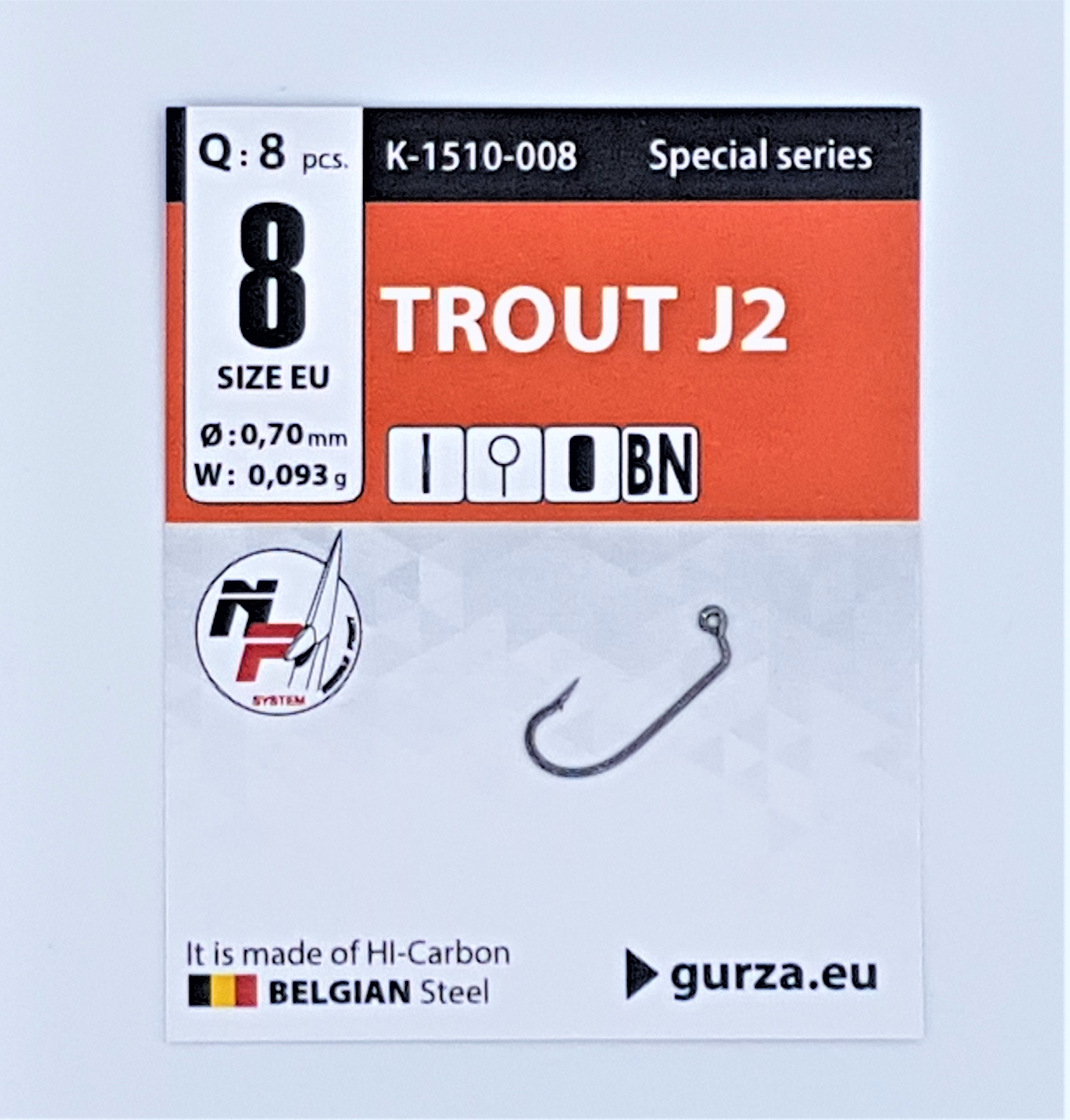Gurza Jig- Haken Trout J2 BL – Special Series In Größe 8 – Mit Widerhaken Und Dublin- Spitze