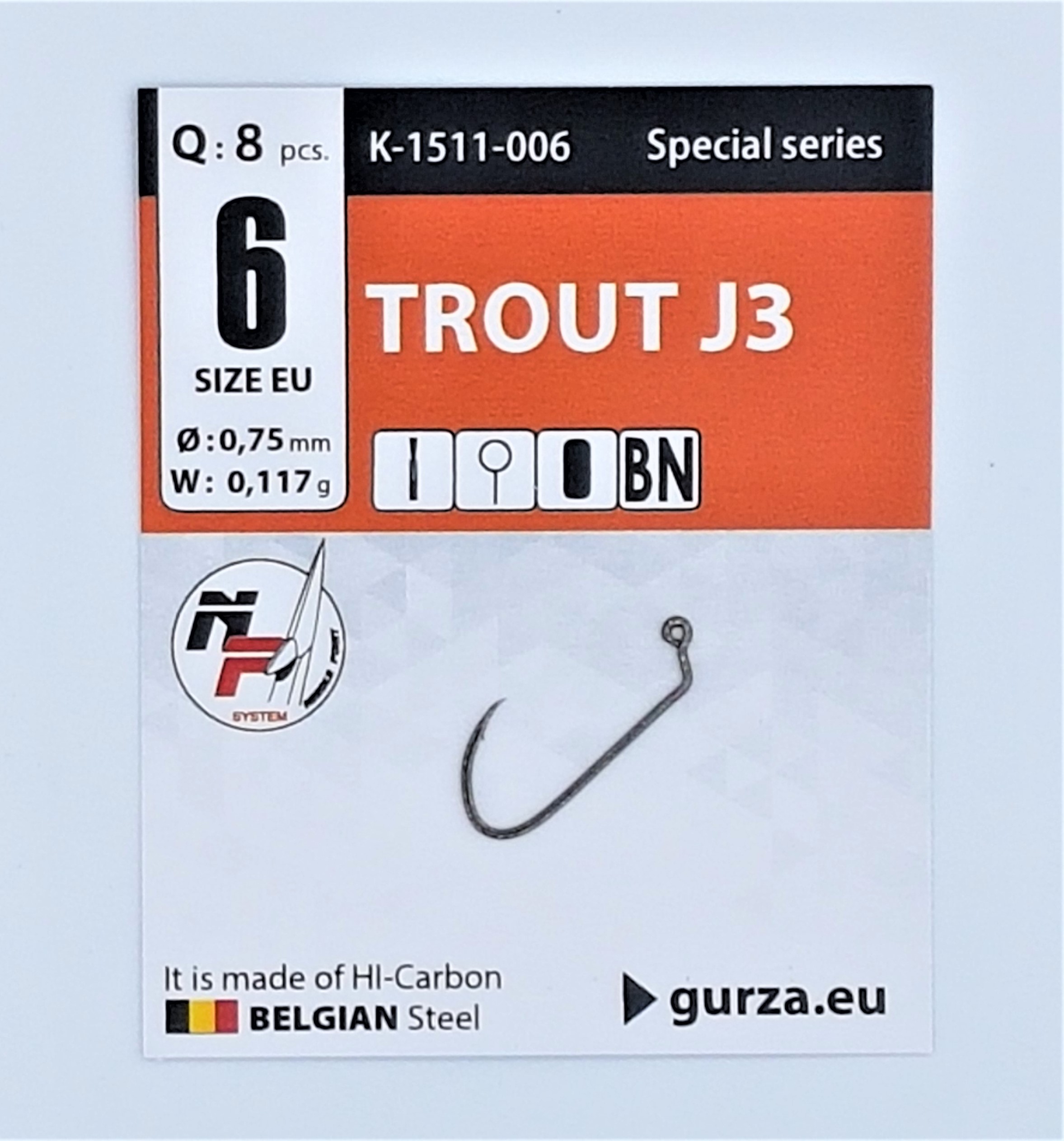 Gurza Jig- Haken Trout J3 BL – Special Series “Doppelschloss” In Größe 6 – Mit Widerhaken