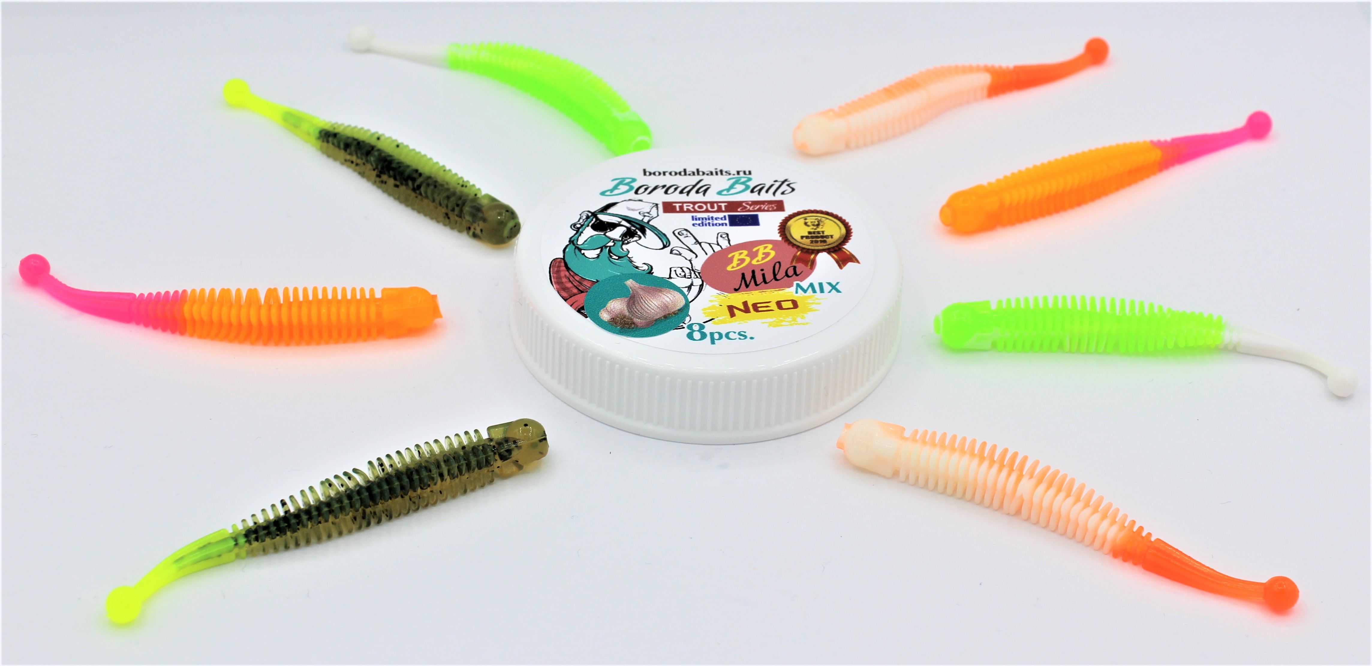 8 St/ück 55 mm//Inhalt Caligula Boroda Baits Softbait Mixed Colours mit Knoblauch Aroma//L/änge