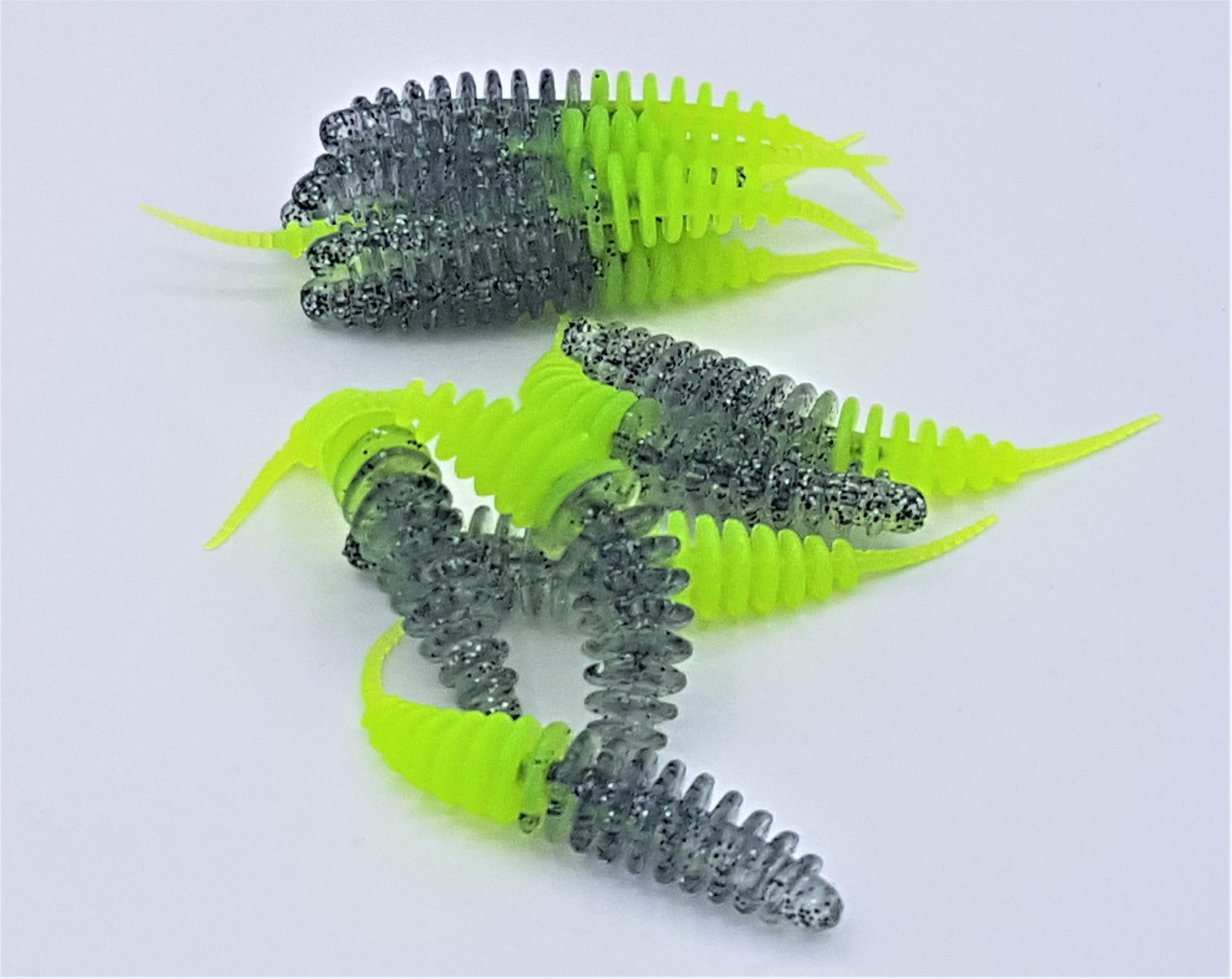 ProBaits Mini Custom Lures Troutworm Mega Soft / Knoblauch- Flavour In 3,8 Cm Länge / Farbe: Anthrazit-glitter-chartreuse