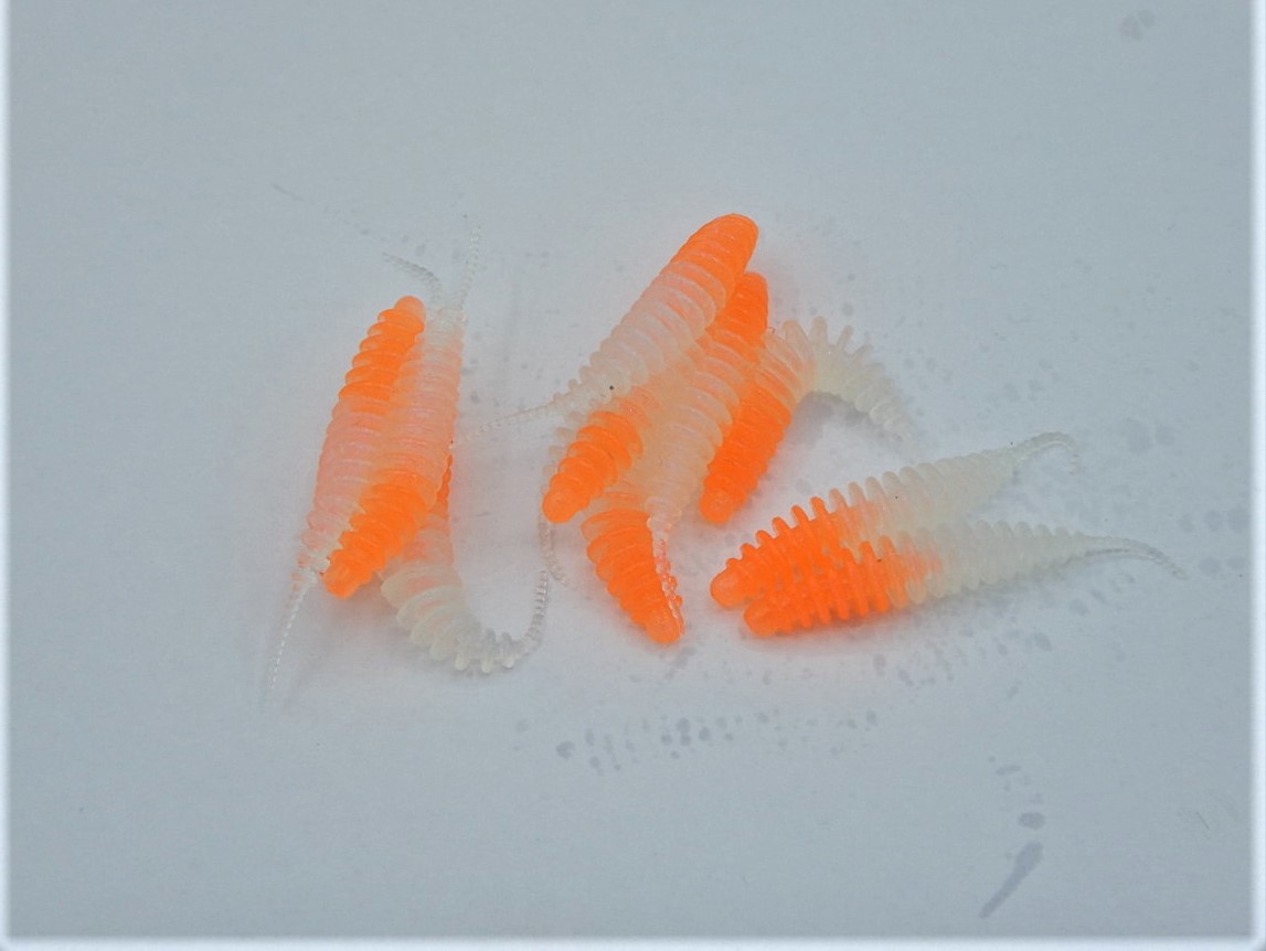ProBaits Mini Custom Lures Troutworm Mega Soft / Käse- Flavour In 3,8 Cm Länge / Farbe: Orange-Nightglow
