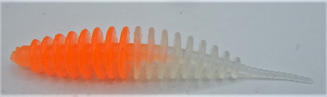 ProBaits Custom Lures Troutworm Mini Mega Soft / Knoblauch- Flavour In 5cm Länge / Farbe: Orange-Nightglow