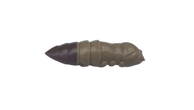 FishUp Pupa Zweifarbig Knoblauch 1.5 – Softbait Für Forelle Und Barsch In 4,2 Cm – Farbe: Coffee Milk / Earthworm