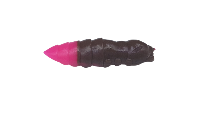 FishUp Pupa Zweifarbig Knoblauch 1.2 – Softbait Für Forelle Und Barsch In 3 Cm – Farbe: Earthworm / Hot Pink
