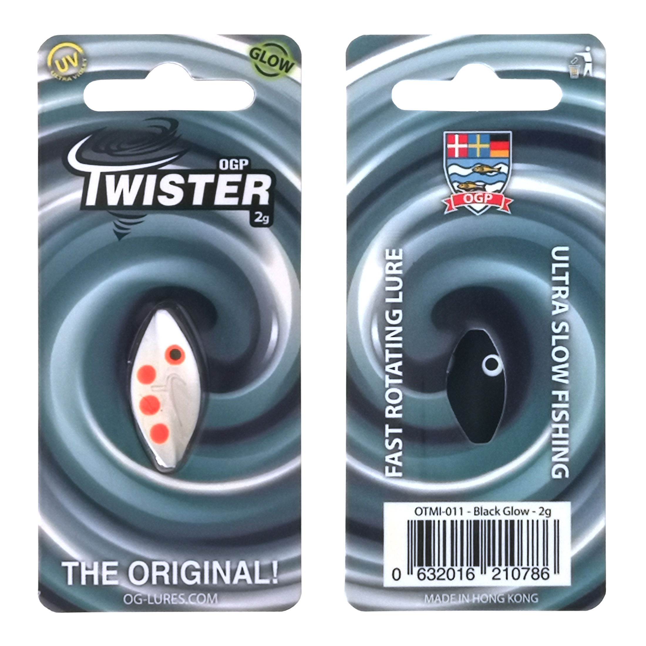 OGP Twister Mini Durchlaufblinker In 2 Gr. | Selbstleuchtend| – Farbe: Black White (Glow)