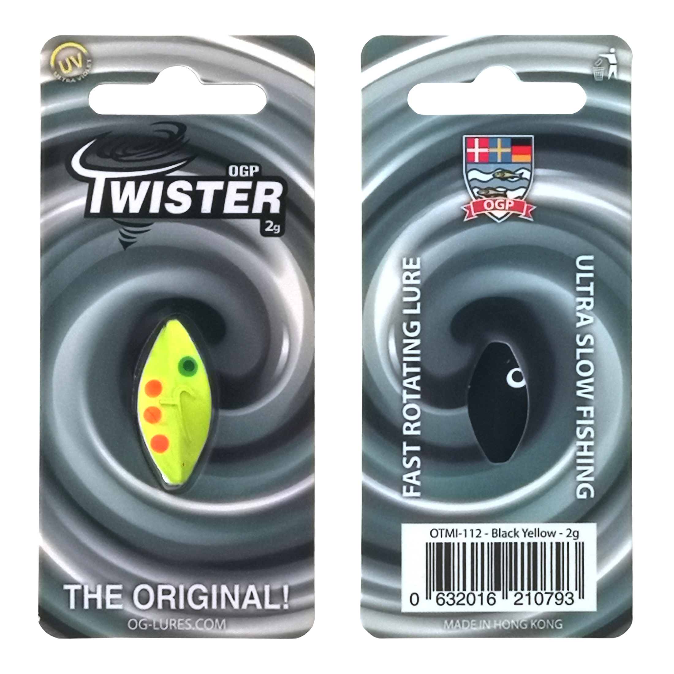 OGP Twister Mini Durchlaufblinker In 2 Gr. | – Farbe: Black Yellow