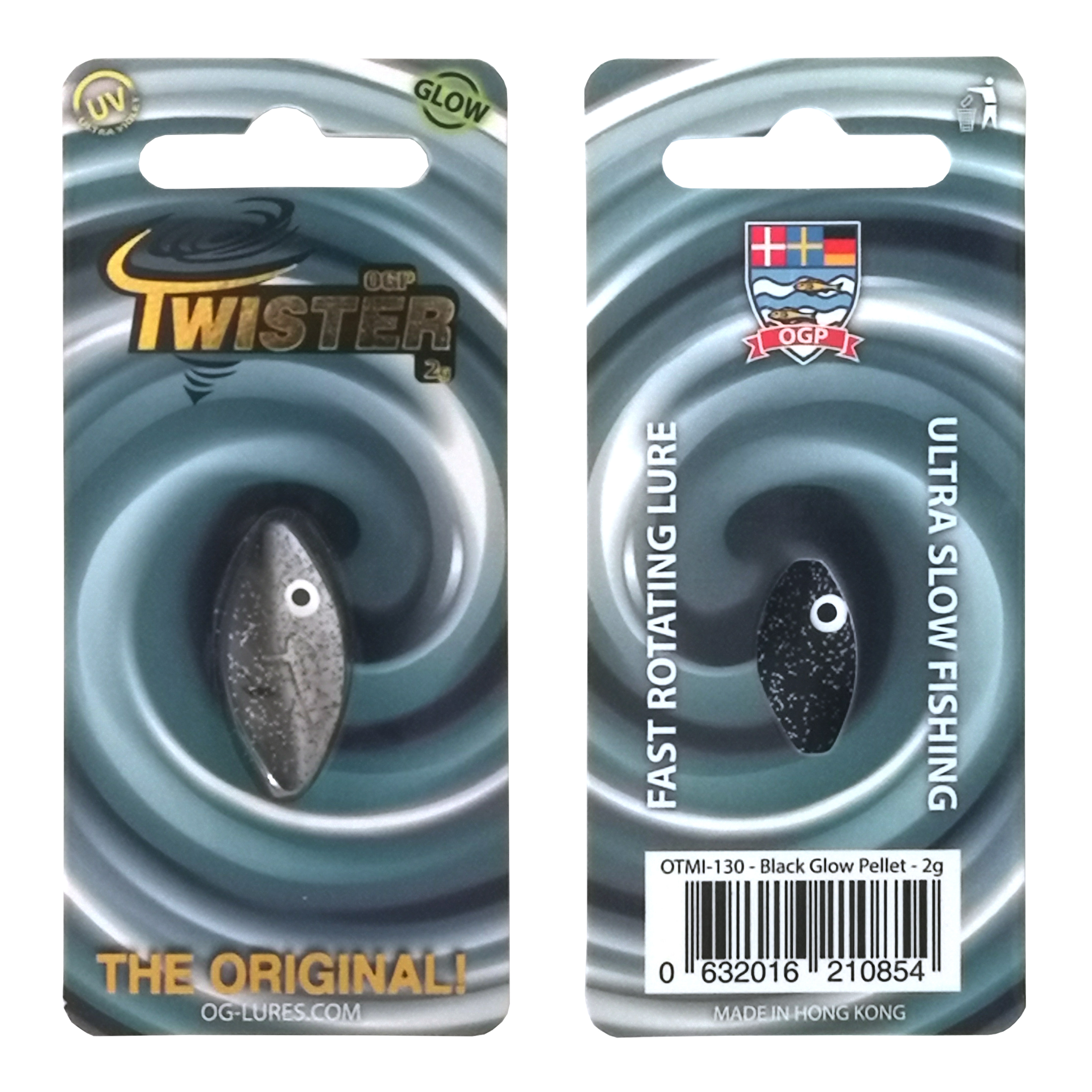 OGP Twister Mini Durchlaufblinker In 2 Gr. | Selbstleuchtend | – Farbe: Black Glow Pellet