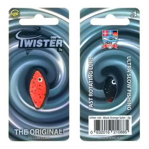 OGP Twister Mini Durchlaufblinker In 2 Gr. | – Farbe: Black Orange Splat