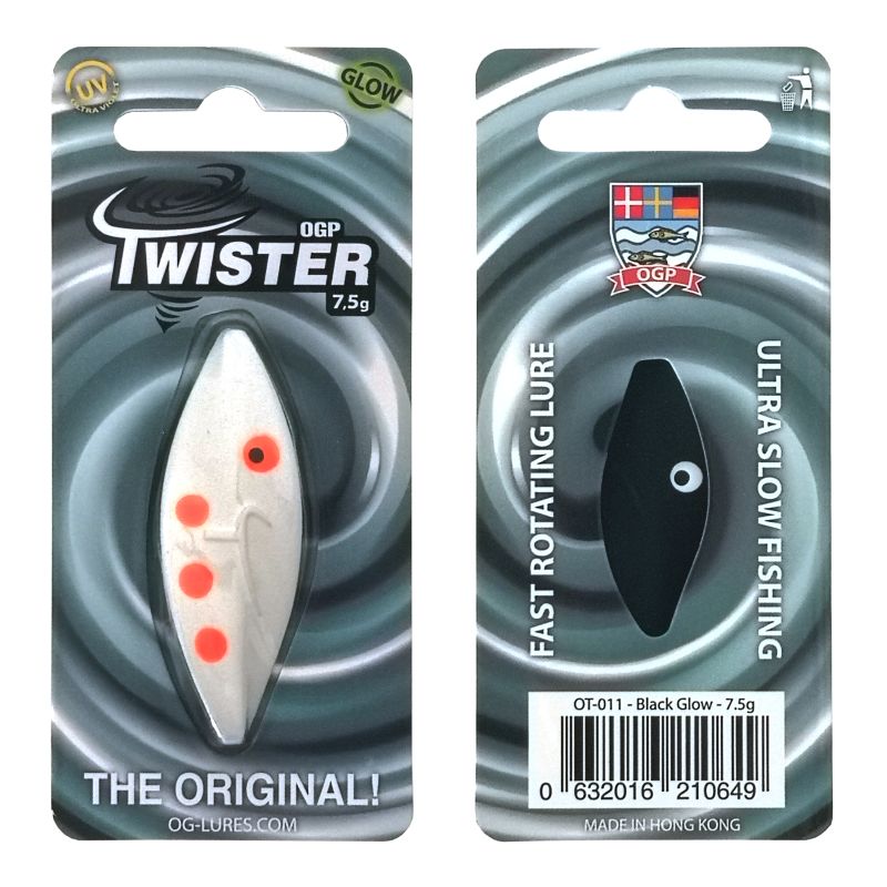 OGP Twister Durchlaufblinker In 7,5 Gr. | Selbstleuchtend | – Farbe: Black White (Glow)