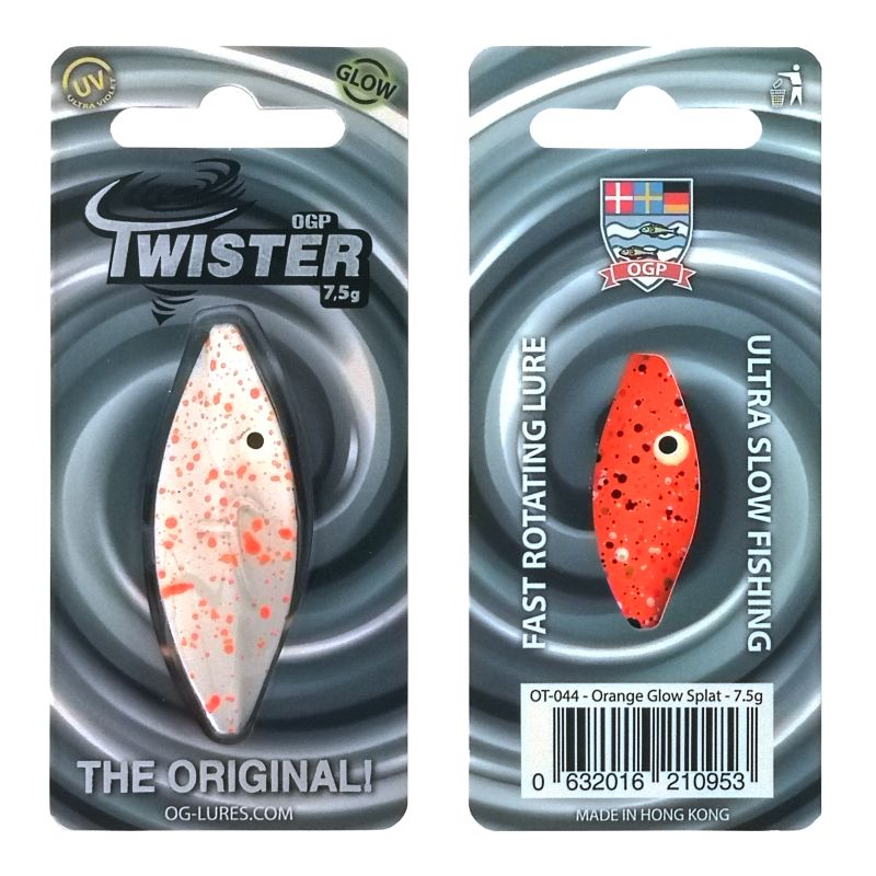 OGP Twister Durchlaufblinker In 7,5 Gr. | Selbstleuchtend | – Farbe: Orange White (Glow) Splat