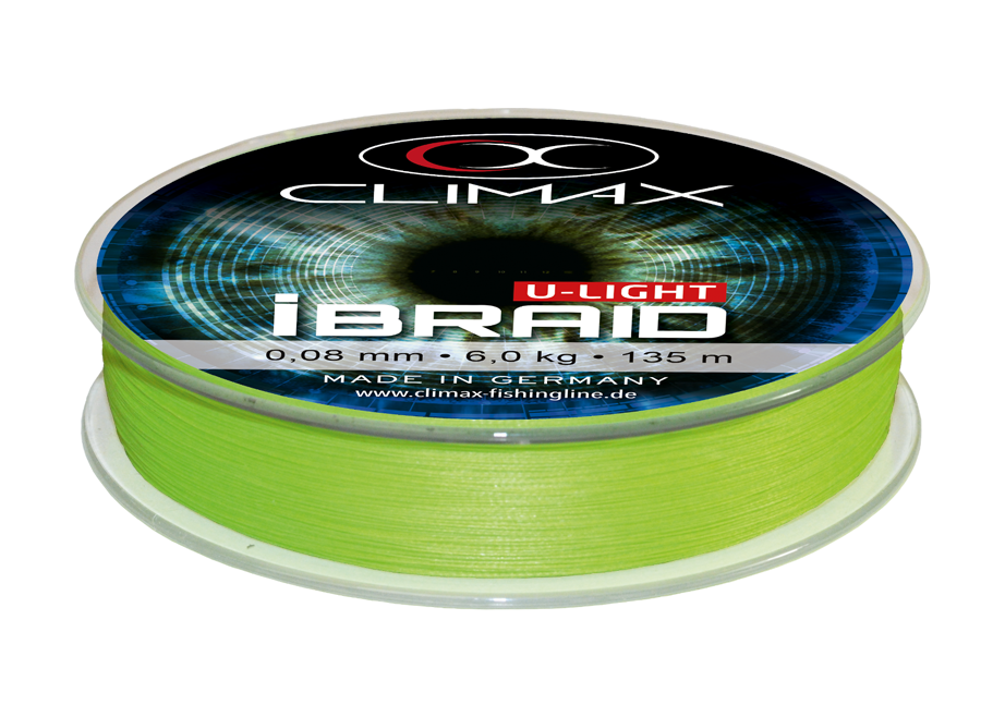 Climax IBraid U-Light | Geflochtene Angelschnur | Farbe: Chartreuse | Länge: 135m | Stärke: 0,04mm | Tragkraft: 3 Kg