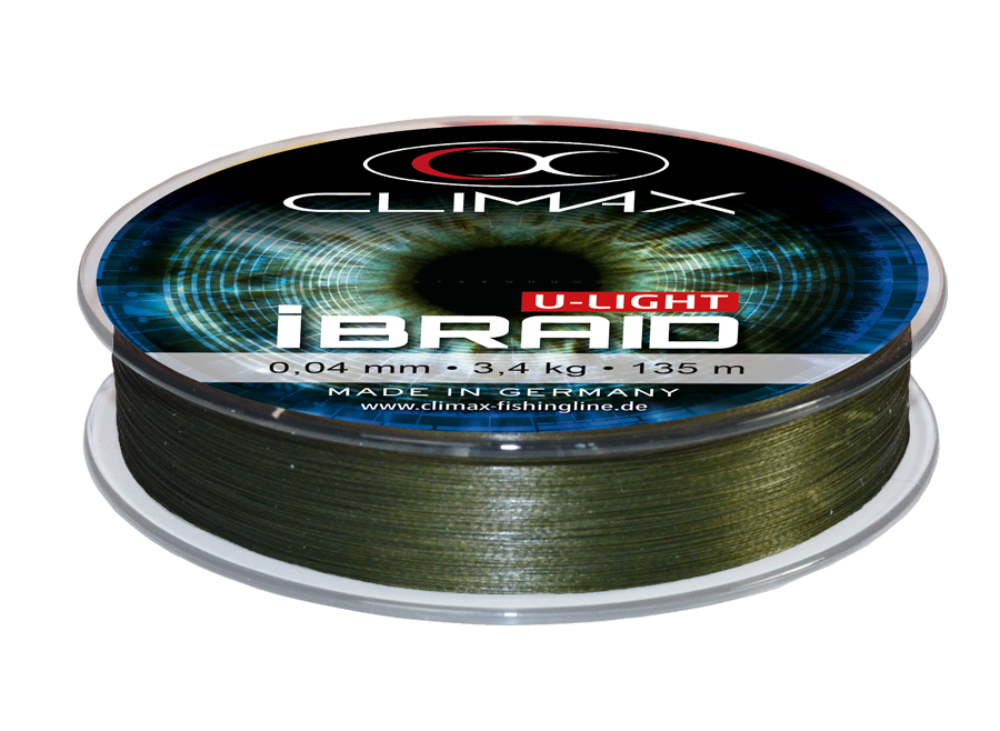 Climax IBraid U-Light | Geflochtene Angelschnur | Farbe: Moosgrün | Länge: 135m | Stärke: 0,04mm | Tragkraft: 3,0 Kg