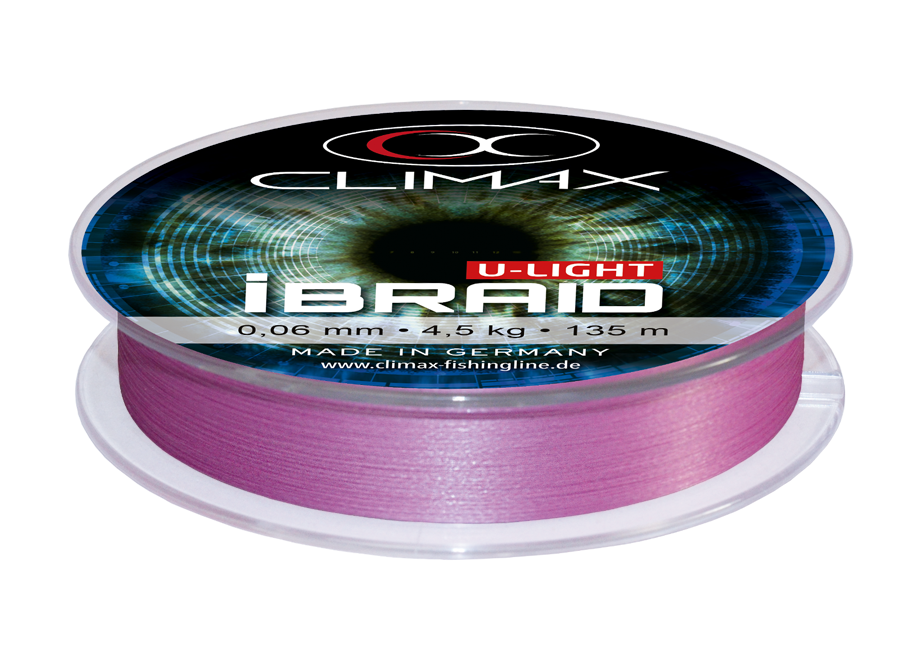 Climax IBraid U-Light | Geflochtene Angelschnur | Farbe: Purpur | Länge: 135m | Stärke: 0,08mm | Tragkraft: 6 Kg