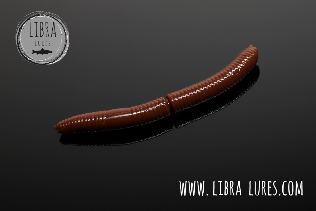 Libra Lures Fatty D`Worm 65mm | Forellenköder Supersoft | Inhalt: 10 Stück | Aroma: Krill | Farbe: 038 / Brown