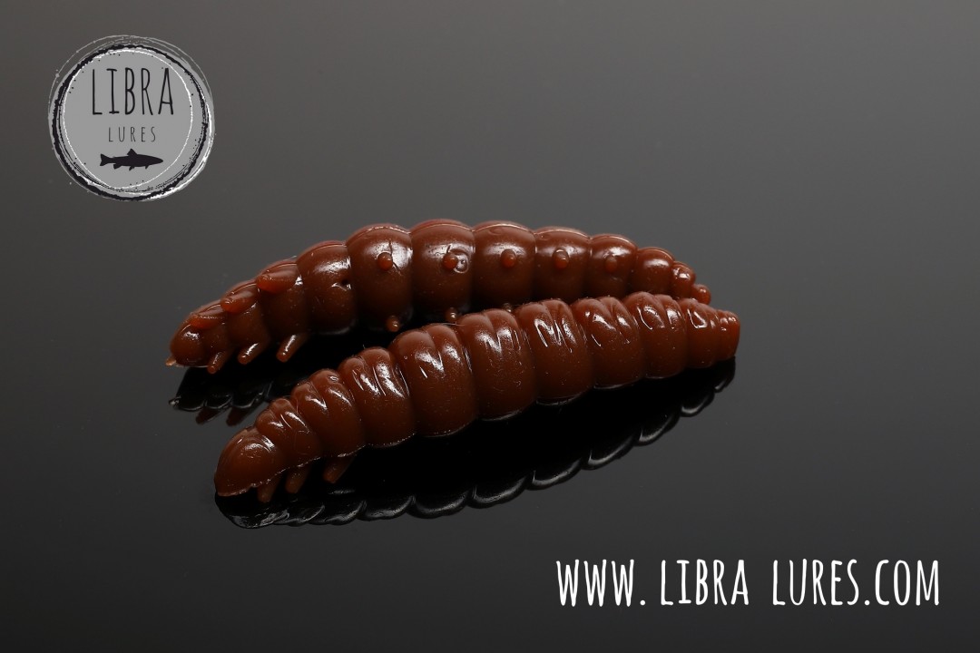 Libra Lures Larva 30mm | Forellenköder Supersoft | Inhalt: 15 Stück | Aroma: Käse | Farbe: 038 / Brown
