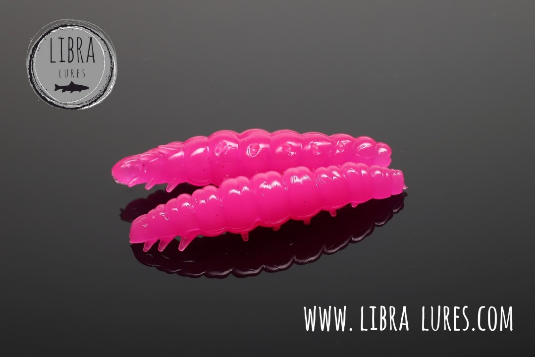 Libra Lures Larva 30mm | Forellenköder Supersoft | Inhalt: 15 Stück | Aroma: Käse | Farbe: 019 / Hot Pink Limited Edition