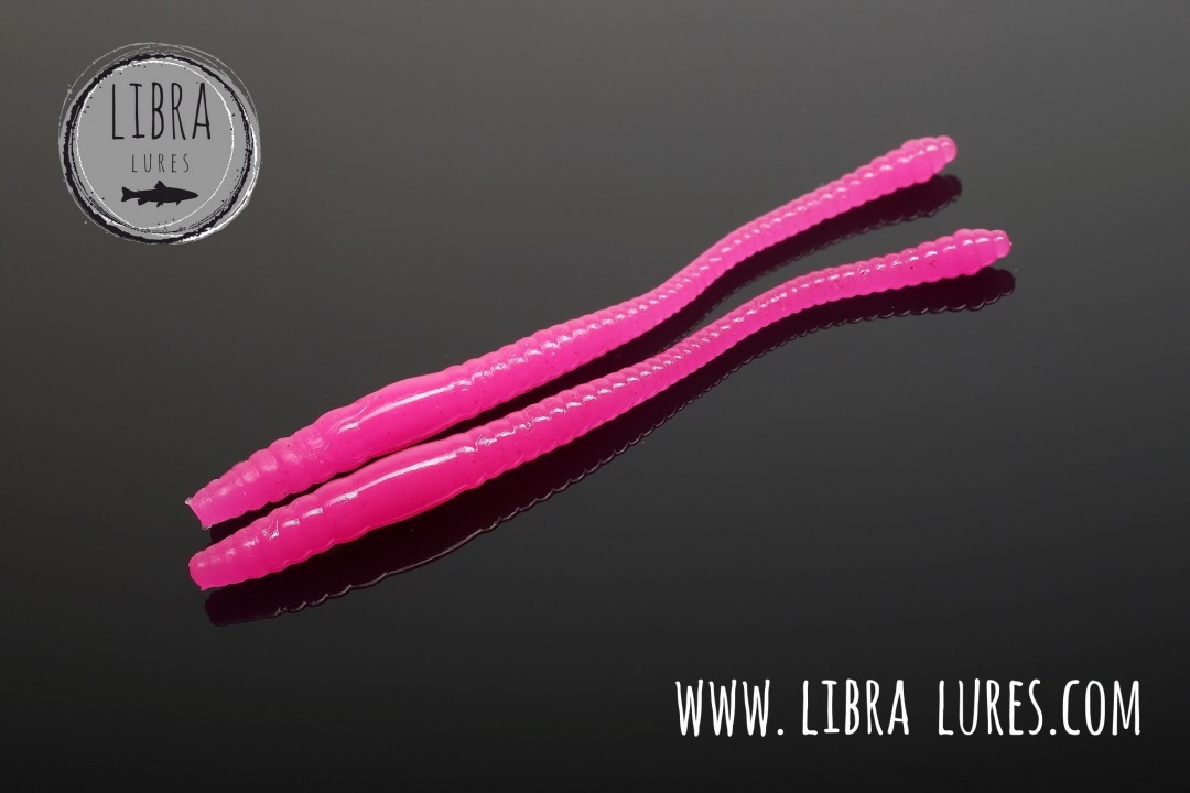 Libra Lures Dying Worm 70mm | Forellenköder Supersoft | Inhalt: 15 Stück | Aroma: Krill | Farbe: 019 / Hot Pink
