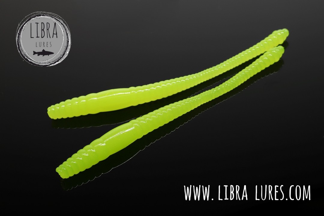 Libra Lures Dying Worm 70mm | Forellenköder Supersoft | Inhalt: 15 Stück | Aroma: Krill | Farbe: 006 / Hot Yellow