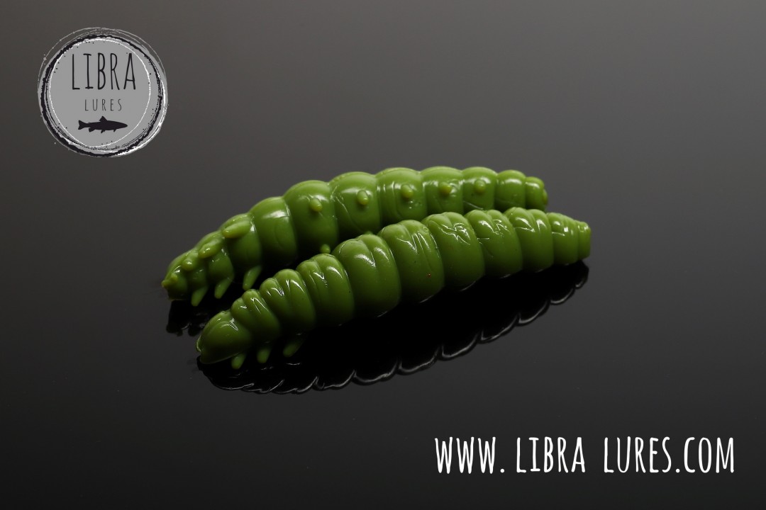 Libra Lures Larva 30mm | Forellenköder Supersoft | Inhalt: 15 Stück | Aroma: Käse | Farbe: 031 / Olive