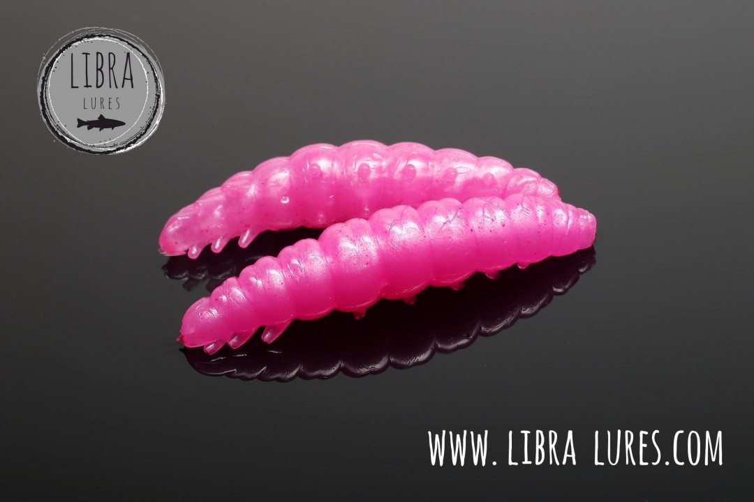 Libra Lures Larva 45mm | Forellenköder Supersoft | Inhalt: 8 Stück | Aroma: Käse | Farbe: 018 / Pink Pearl