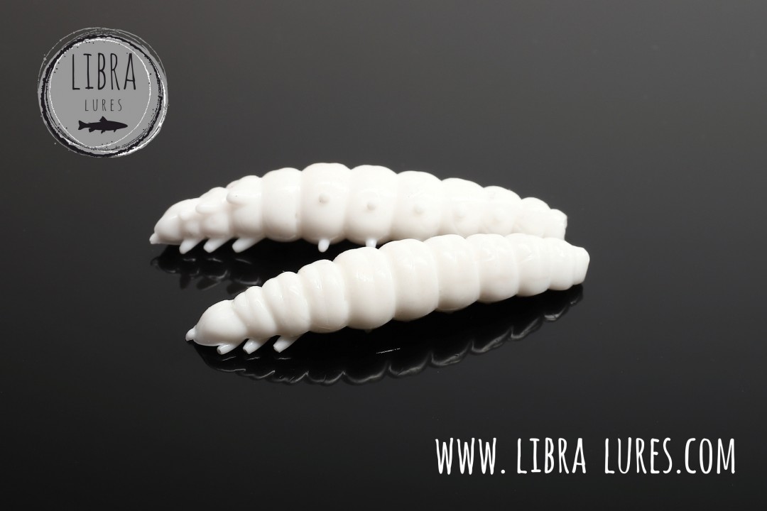 Libra Lures Larva 45mm | Forellenköder Supersoft | Inhalt: 8 Stück | Aroma: Käse | Farbe: 001 / White