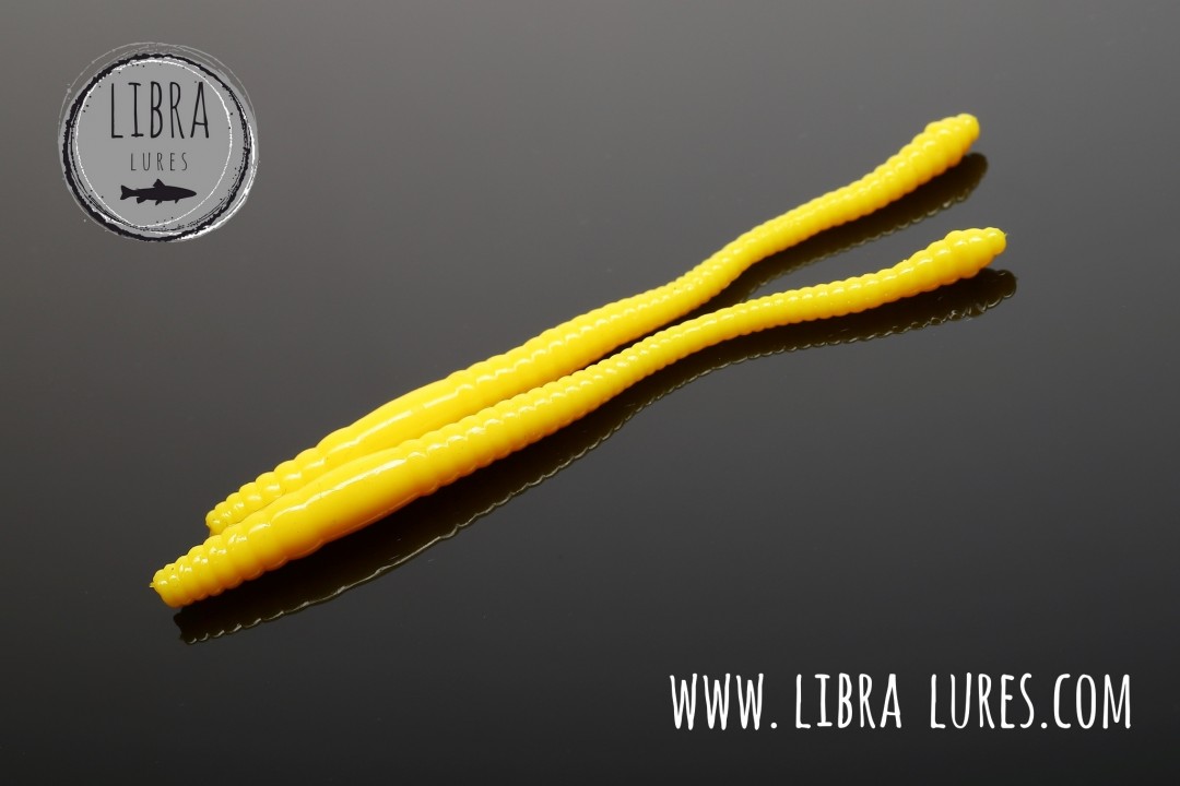 Libra Lures Dying Worm 70mm | Forellenköder Supersoft | Inhalt: 15 Stück | Aroma: Krill | Farbe: 007 / Yellow