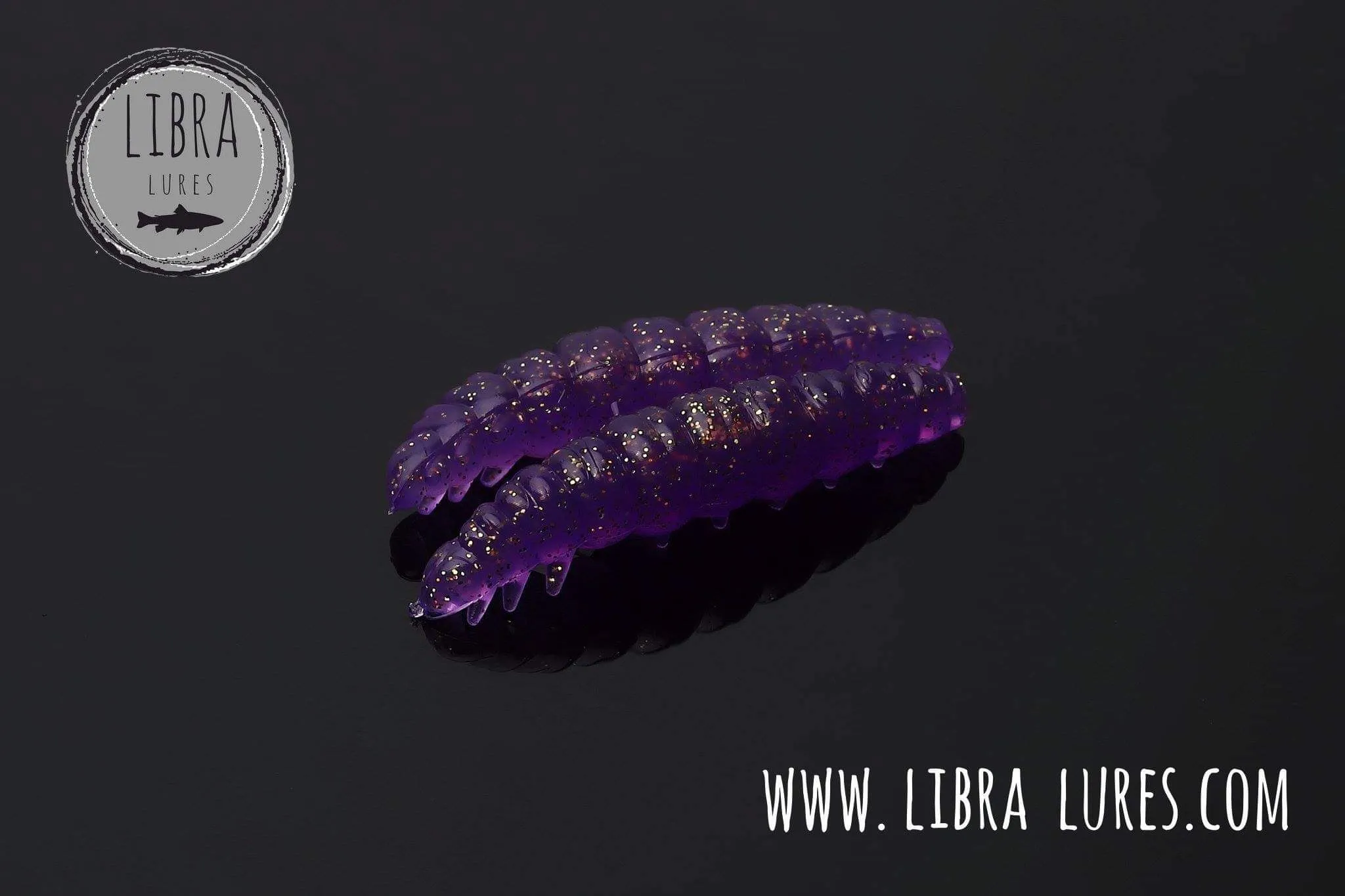 Libra Lures Larva 45mm | Forellenköder Supersoft | Inhalt: 8 Stück | Aroma: Käse | Farbe: 020 / Purple With Glitter