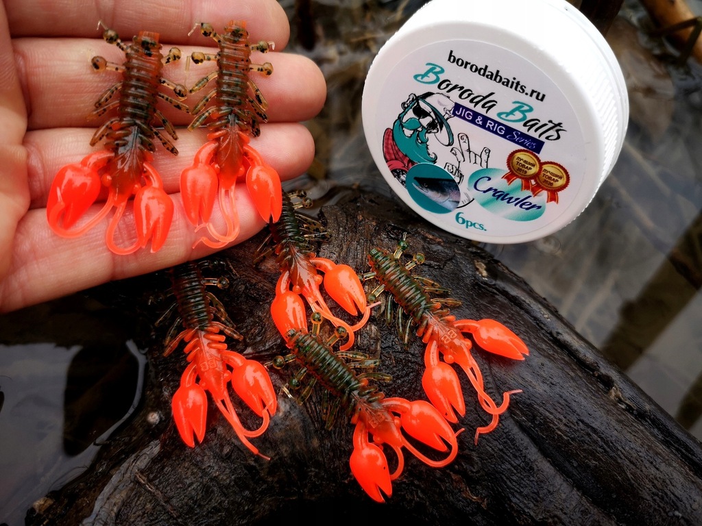 Boroda Baits Crawler Softbaits In Braun-orange / Creature Bait In 45 Mm Länge