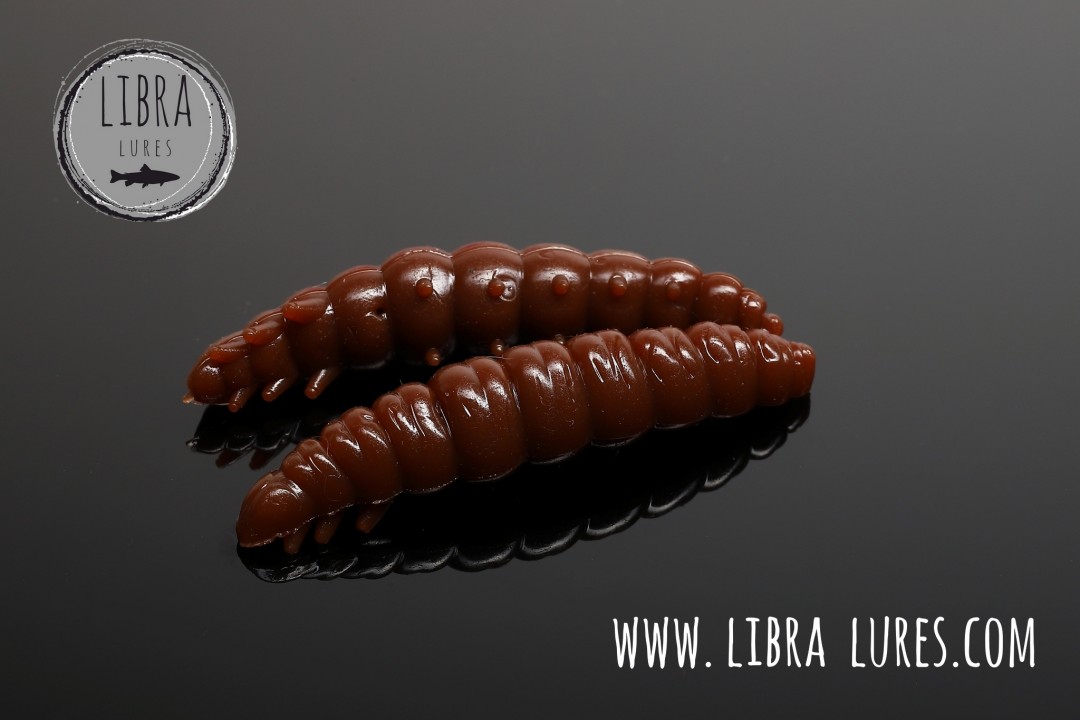 Libra Lures Larva 45mm | Forellenköder supersoft | Inhalt: 8 Stück | Aroma: Krill | Farbe: 038 Brown