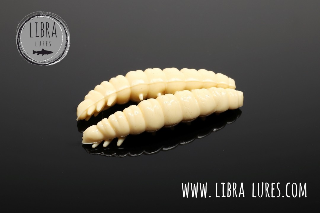 Libra Lures Larva 30mm | Forellenköder supersoft | Inhalt: 15 Stück | Aroma: Krill | Farbe: 005 Cheese